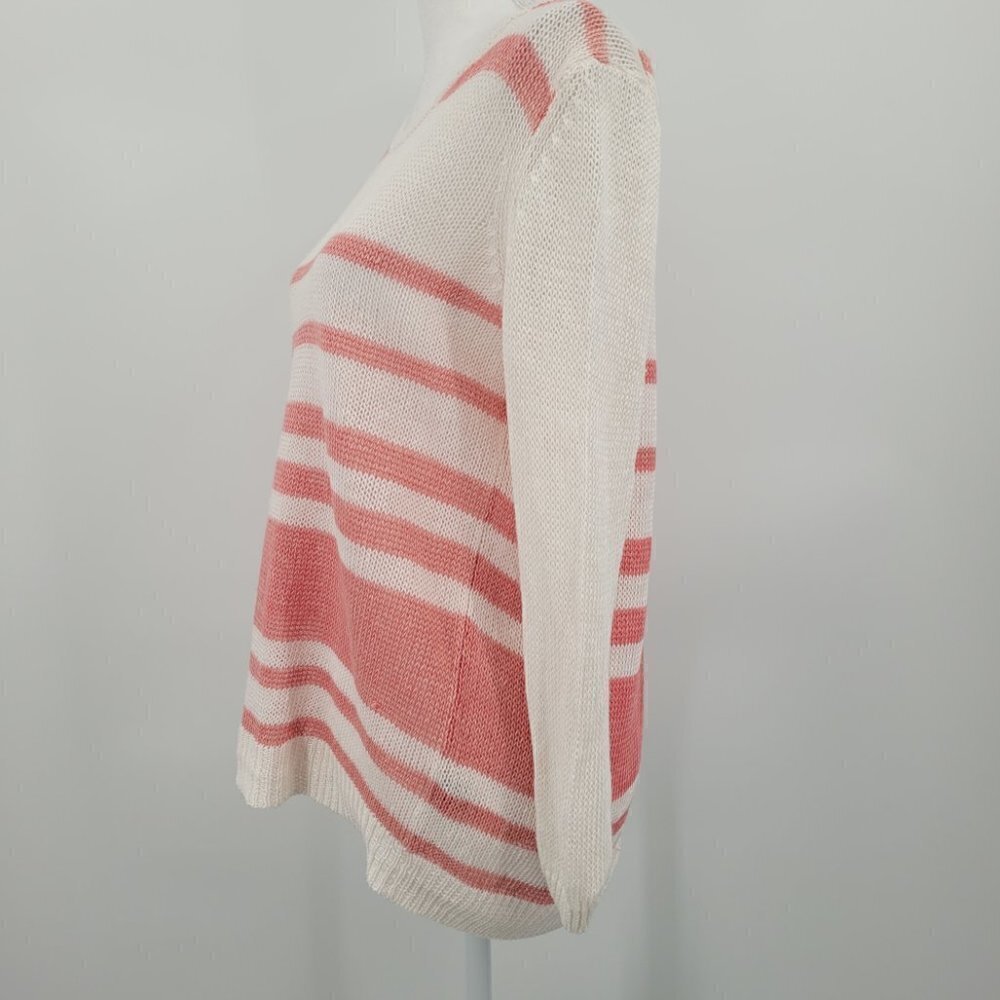 360Sweater Jagger Coral & Ivory Striped Sweater - Picture 2 of 7